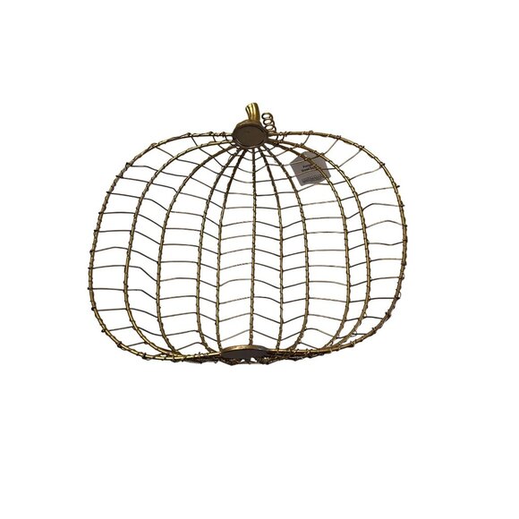 Burnished Gold Wire Pumpkin Bread Basket By Thirstystone 13"x14"x6" Decorative - Picture 1 of 7